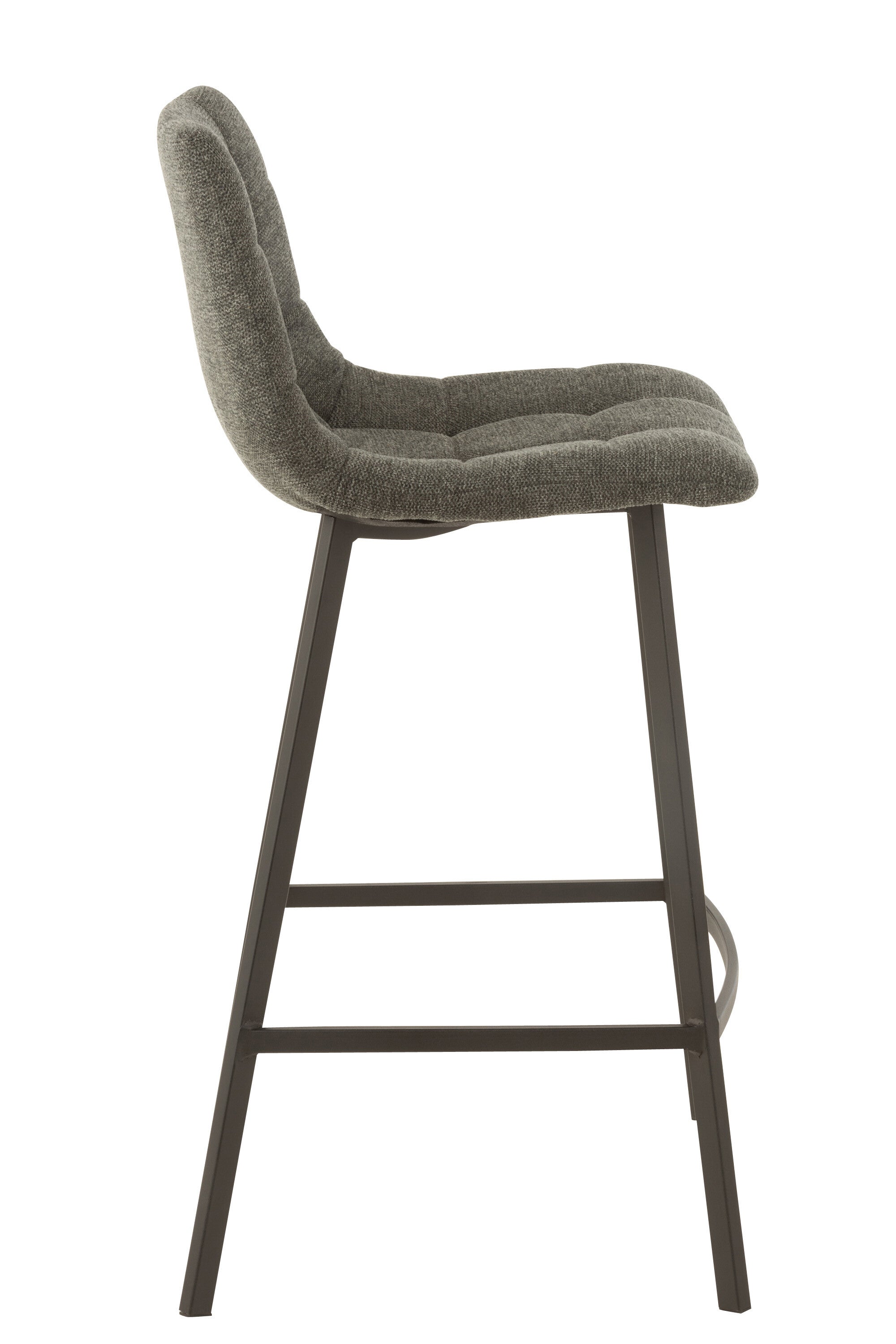 J-Line barstoel Stephane - textiel/metaal - donkergrijs - 2 stuks