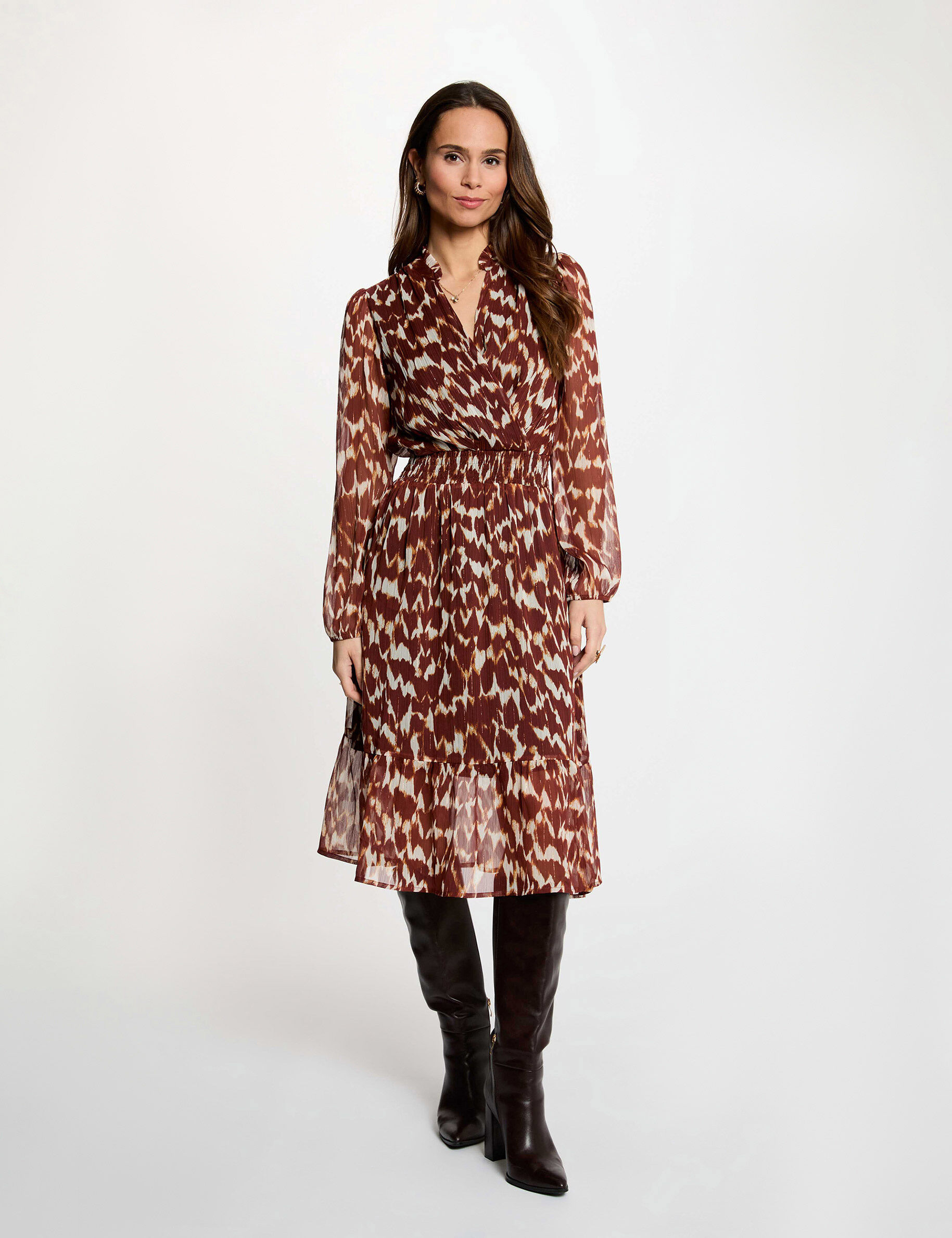 Wrap-Over Voile Dress Multicolor Women