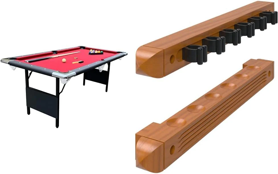 Hathaway Fairmont 6 Ft Portable Pool Table, Adults Folding Billiards Tables for Game Room with Easy Foldable Storage, Includes Full Set of Billiard Balls, Cues, Chalk  Brush(Blue/Pool Table)