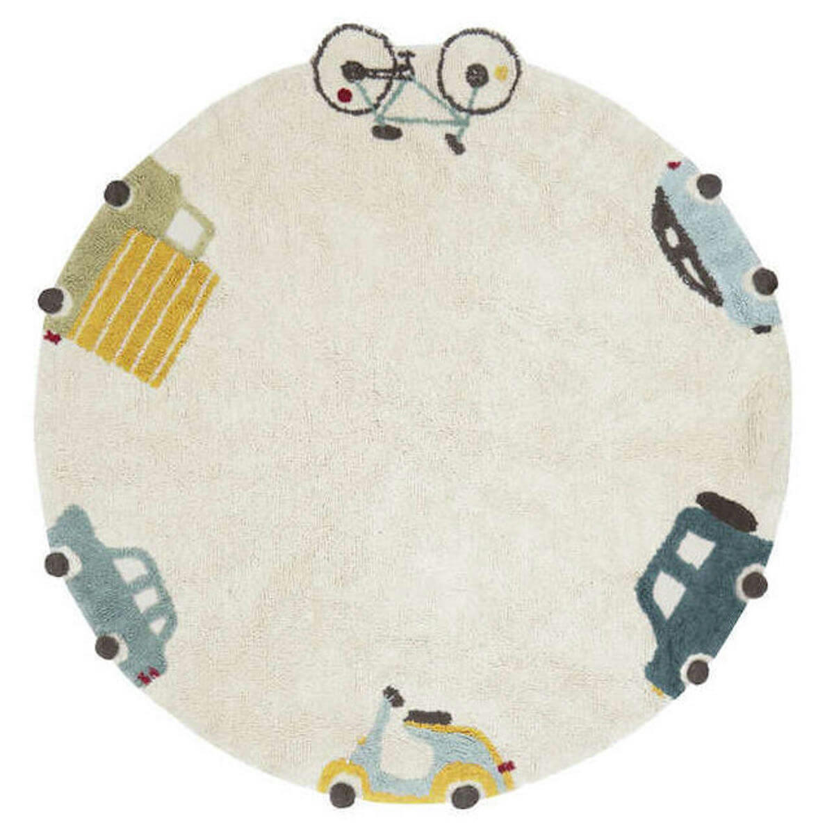 ECO-CITY - Tapis rond lavable roues multicolore