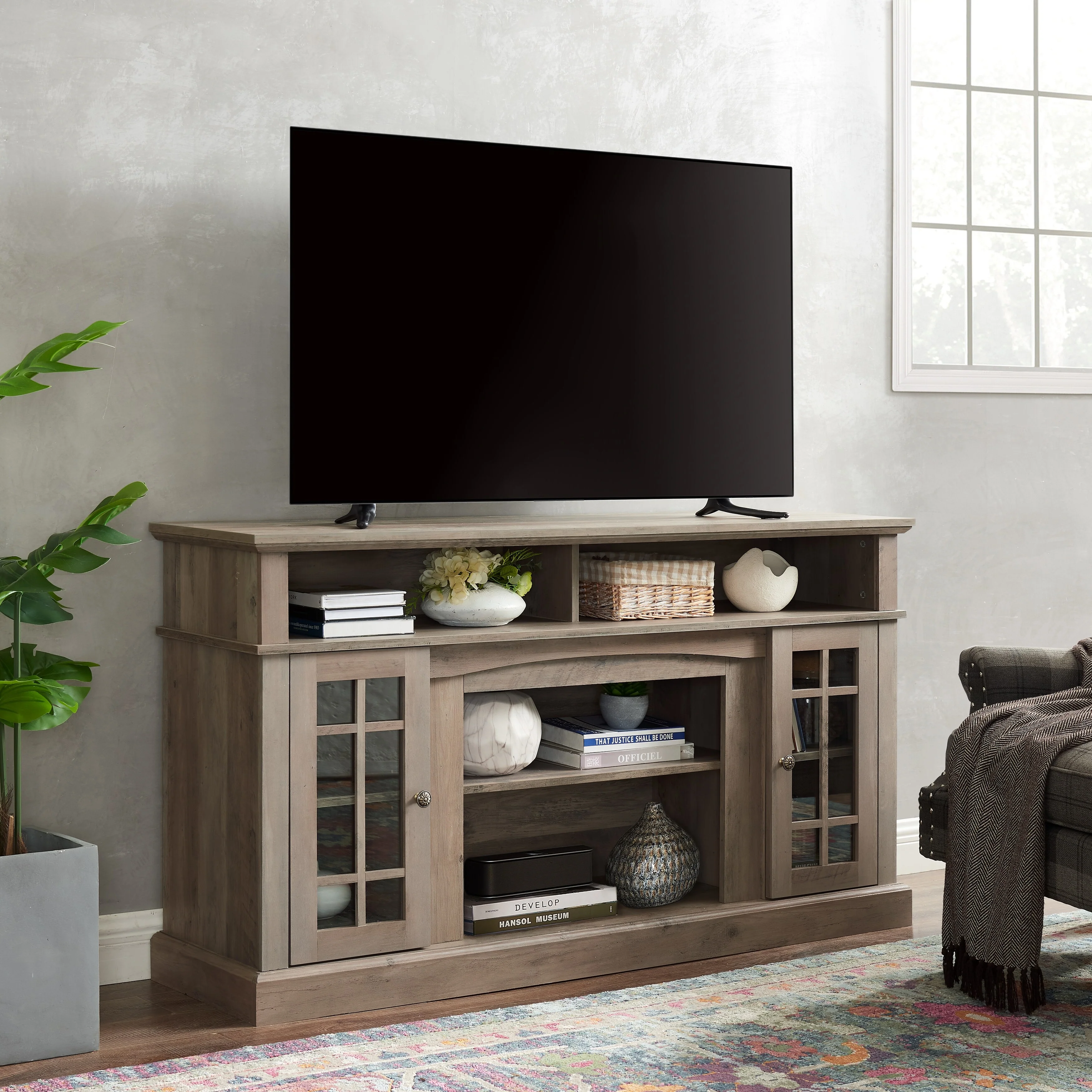 Modern Entertainment Center TV Media Stand Spacious Storage for TVs up to 65