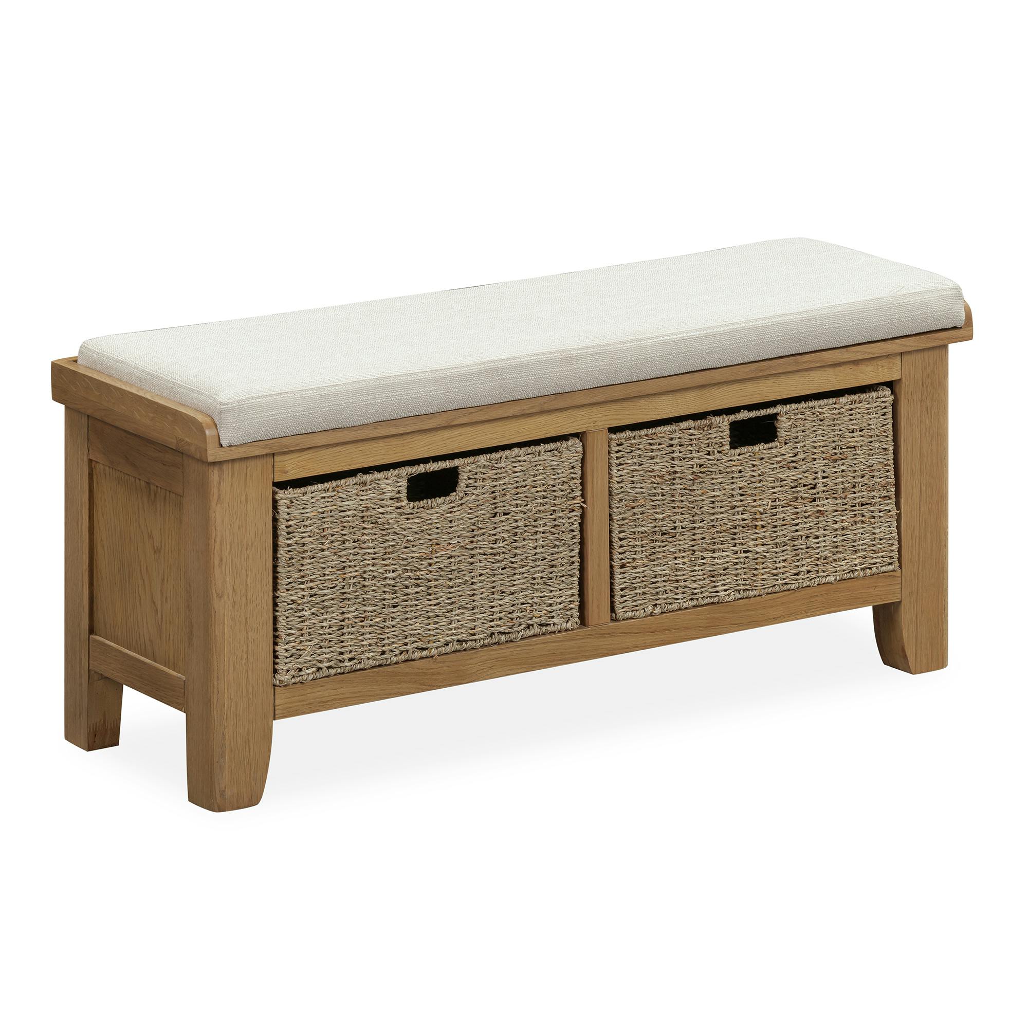 Banc d'entrée en chêne avec 2 paniers de rangement VALMONT