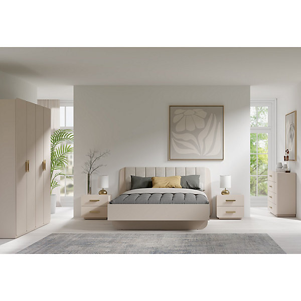 Armoire 4 portes AMALIE 179x210x57 cmColoris beige sableAvec 3 étagères supplémentaires