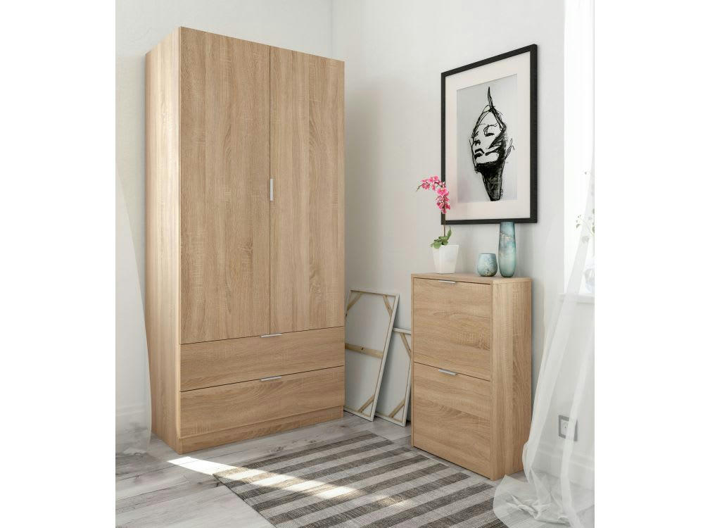 FANNY - Armoire penderie bois clair L81 x H180cm