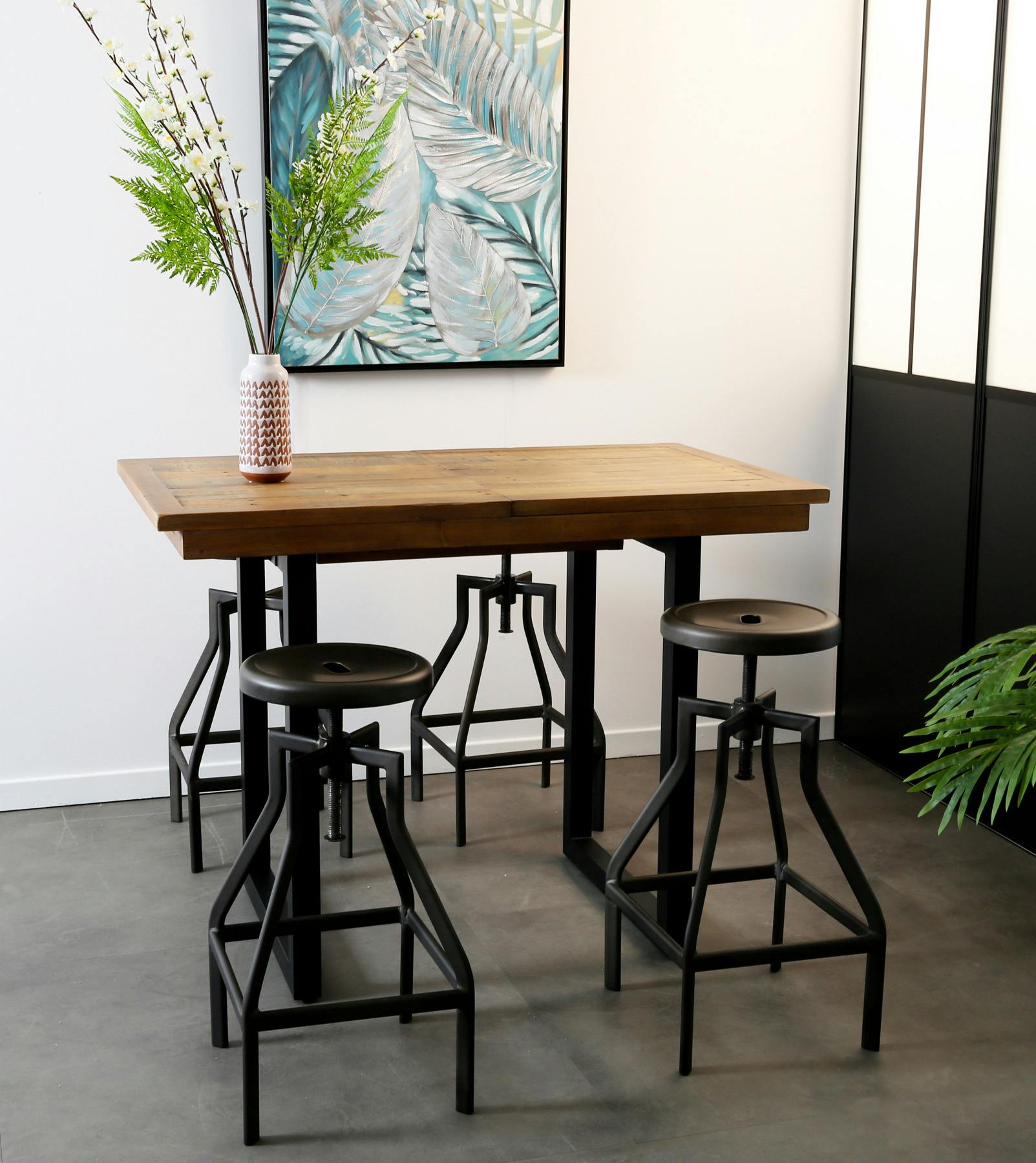 Table haute extensible bois recyclé 120-160 cm BRISBANE