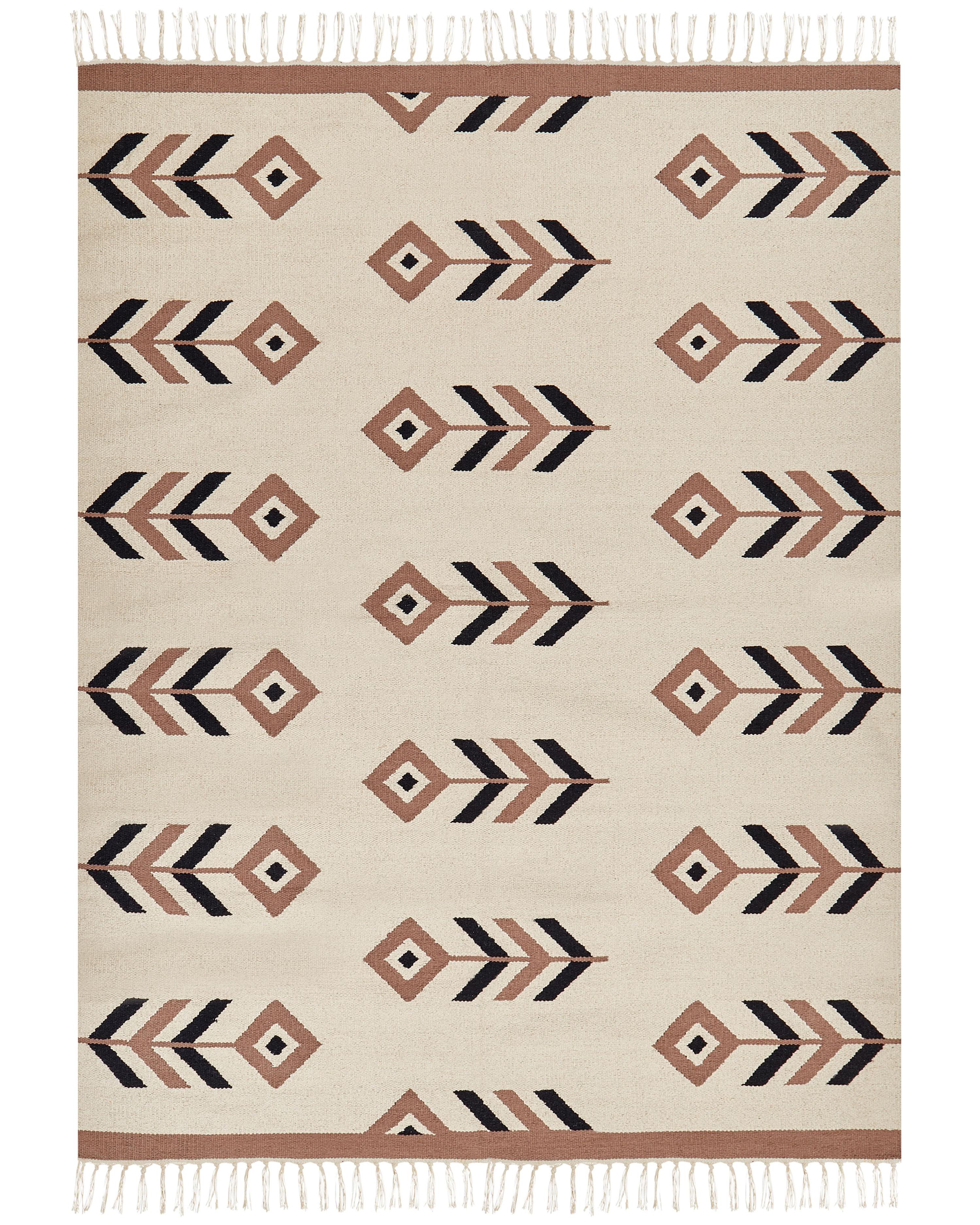 Rug NIAVAN Beige 140 x 200 cm Cotton Kilim