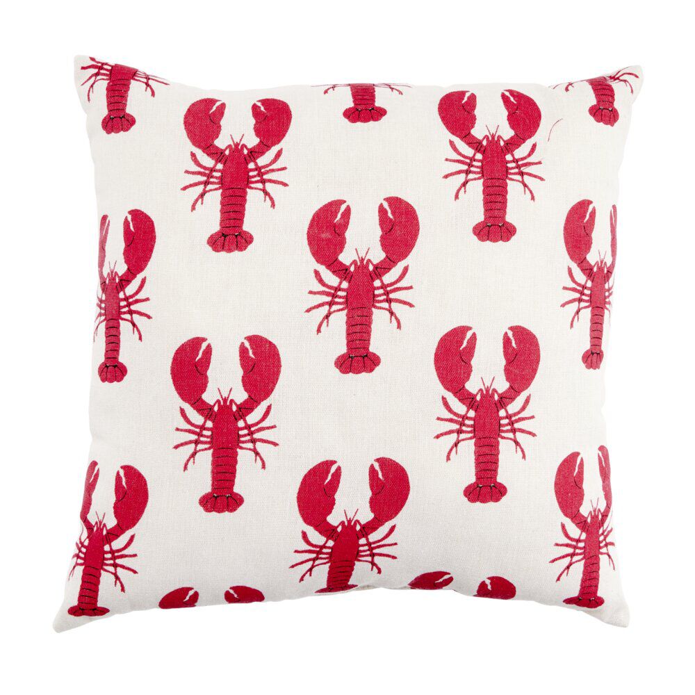 Coussin carré beige motif homard 40x40cm