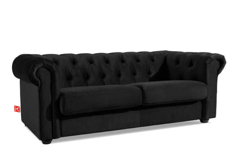 KONSIMO GRAVO Welurowa Sofa trzyosobowa chesterfield, pikowana