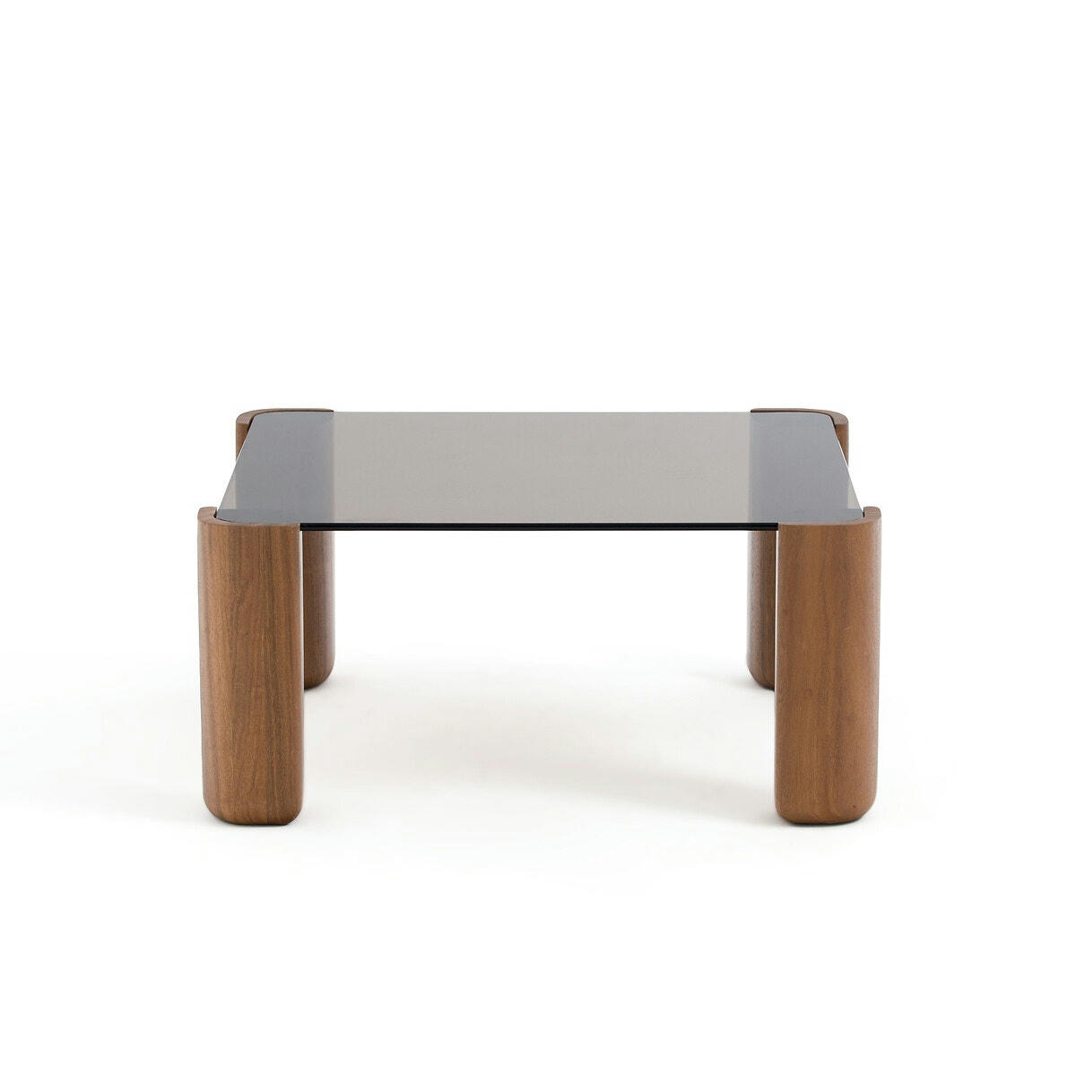 Table basse, verre et noyer massif, Boldi