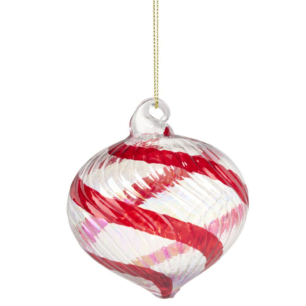 Boule de No&euml;l spirale en verre Ø8cm (2 modèles)
