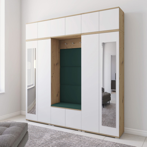 Zestaw szaf z lustrem Aura wersja 4 Trinity 28 dąb Artisan/biały