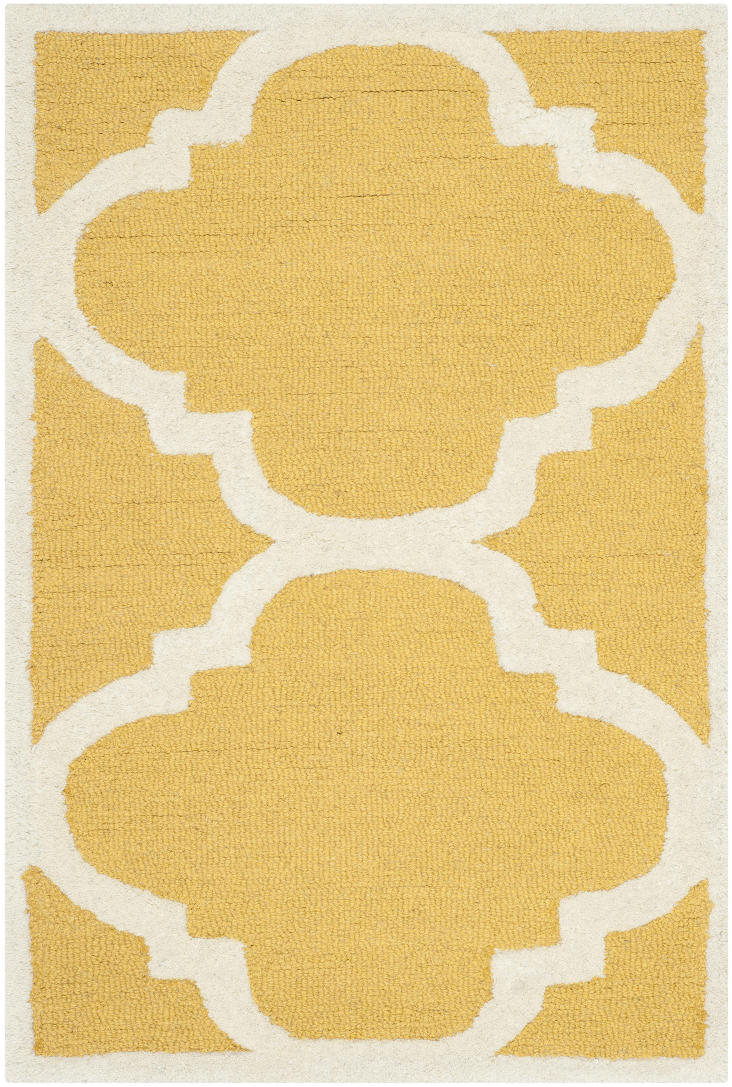 CAMBRIDGE - Tapis de salon interieur en or & ivoire, 61 x 91 cm