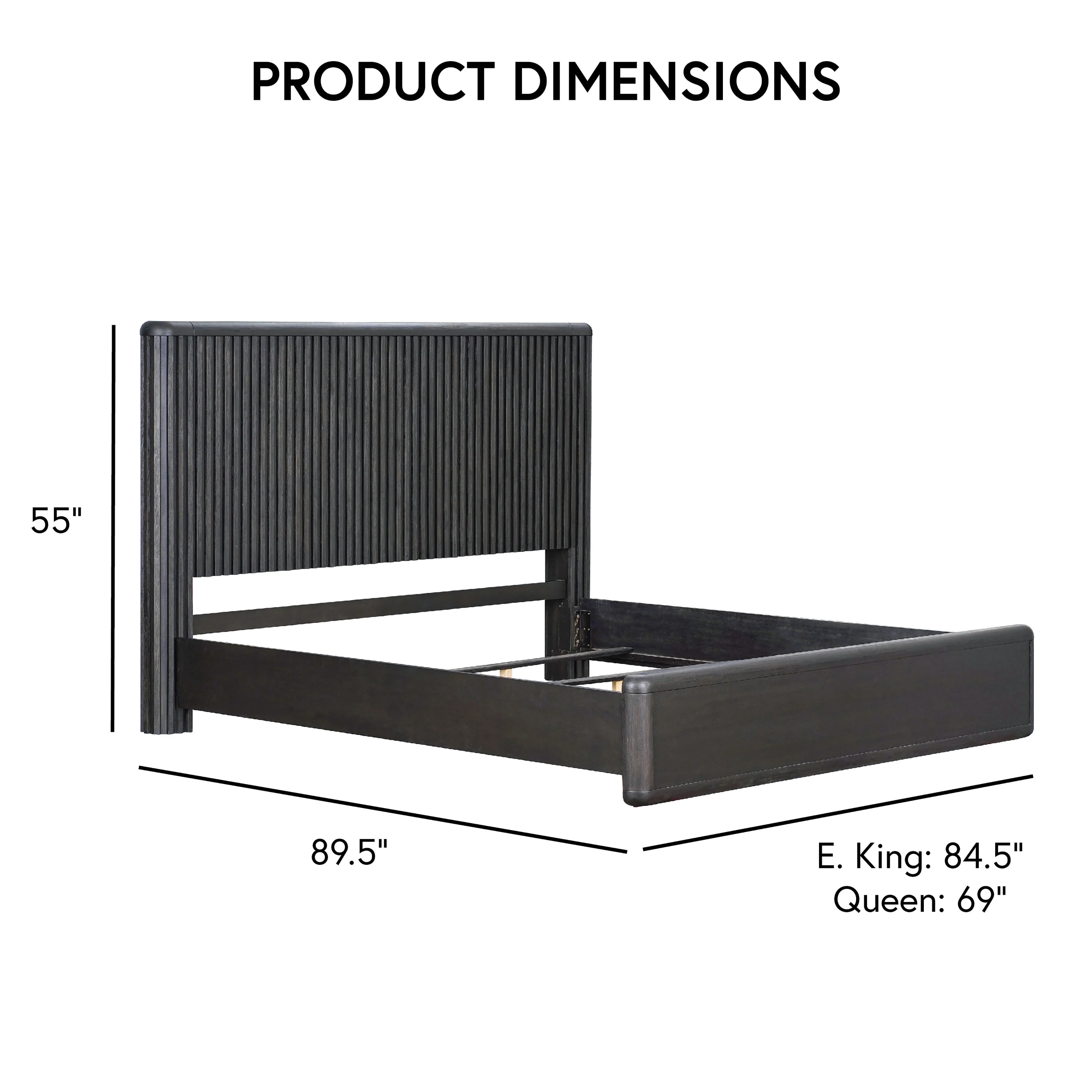 Furniture of America Caelan I Modern 6-Piece Black Solid Wood Fluted Panel Bedroom Set with Motion Light