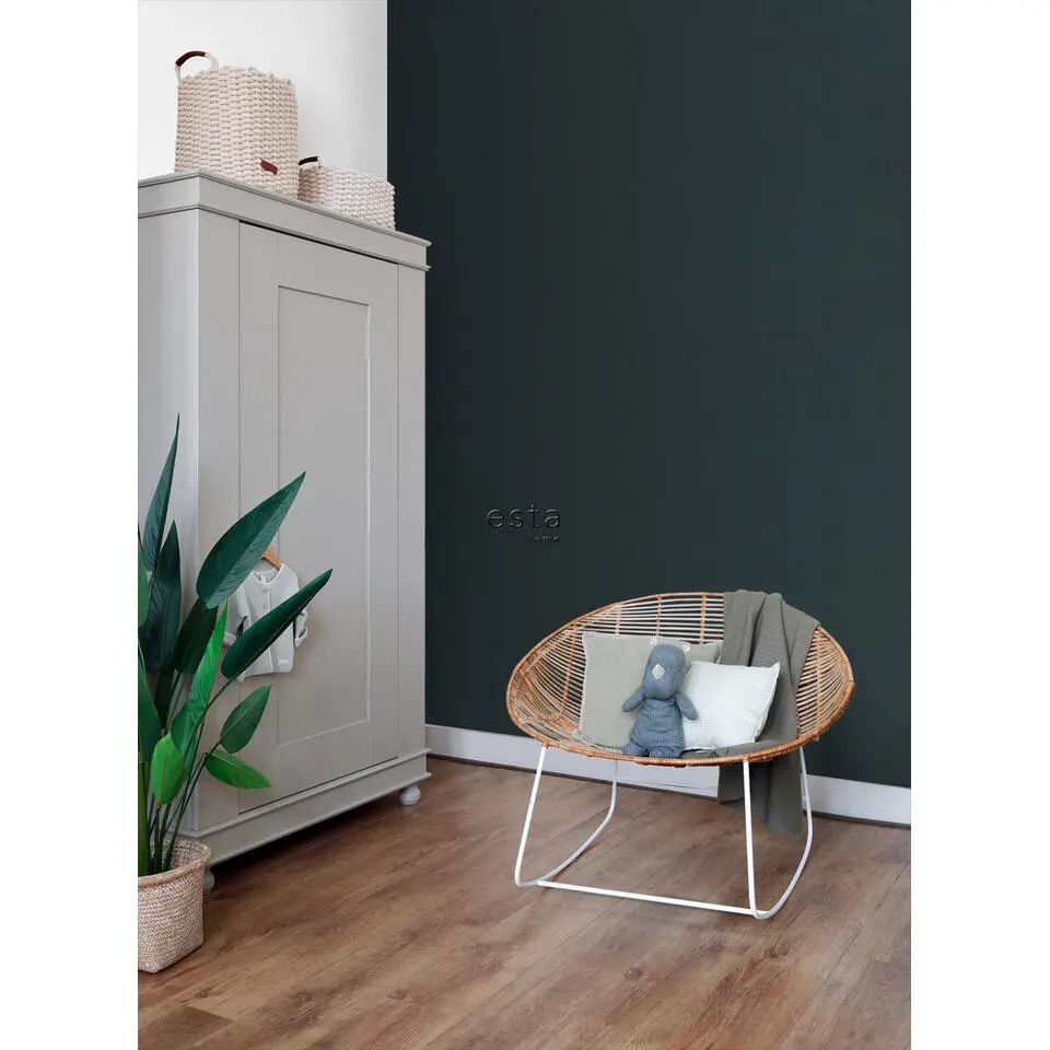 ESTAhome behang linnenstructuur inktblauw - 53 cm x 10.05 m