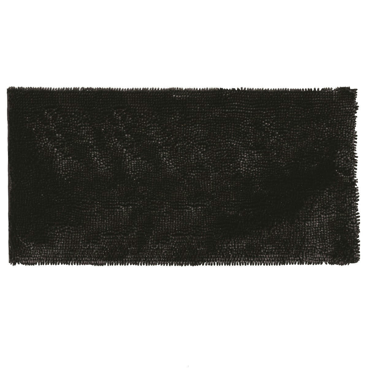 SHINY - Tapis de bain en polyester uni noir argenté 60x120cm