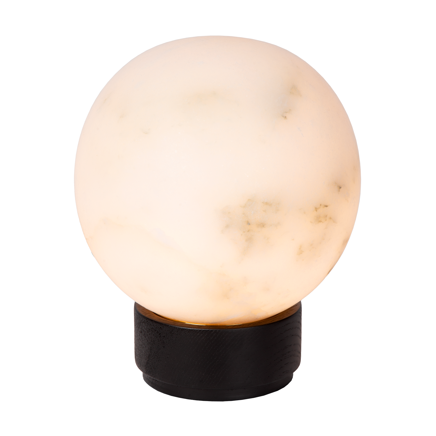 Atmooz Globe Tafellamp – Ø20 cm – Alabaster – Zwarte Eiken Voet – G9