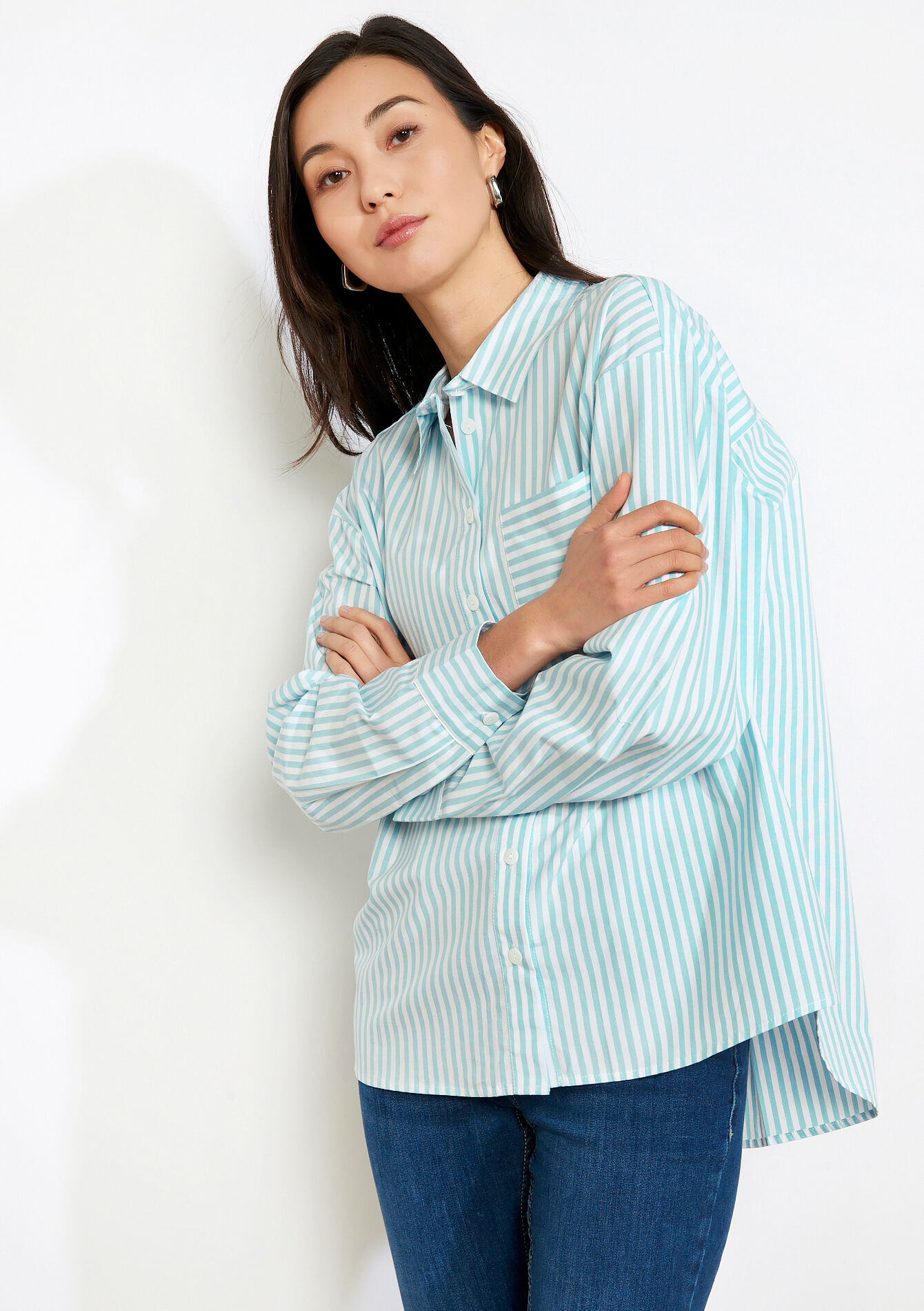 Oversized gestreept hemd