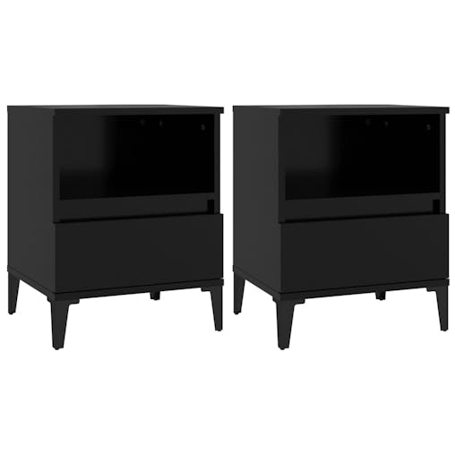 NNEVL Bedside Cabinets 2 pcs Black 40x35x50 cm
