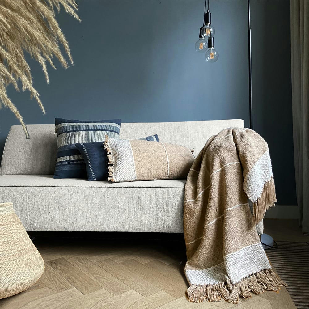 VUE SUR LA MER - Berber beige d'avoine cushion 35x60