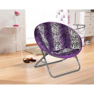Rock Your Room Leopard Ombre White, Black, and Purple Faux Fur Saucer Papasam Chair