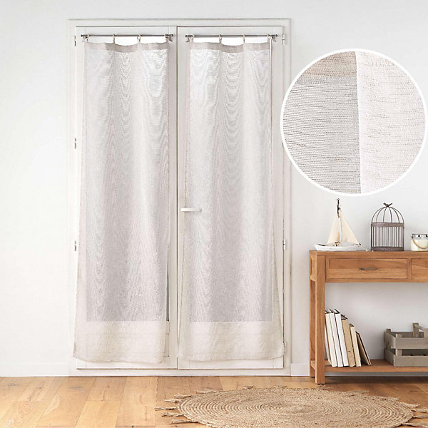 Paire de panneaux droits à œillets bois 2 x 70 x 200 cm Voile tissé Minalisa Beige