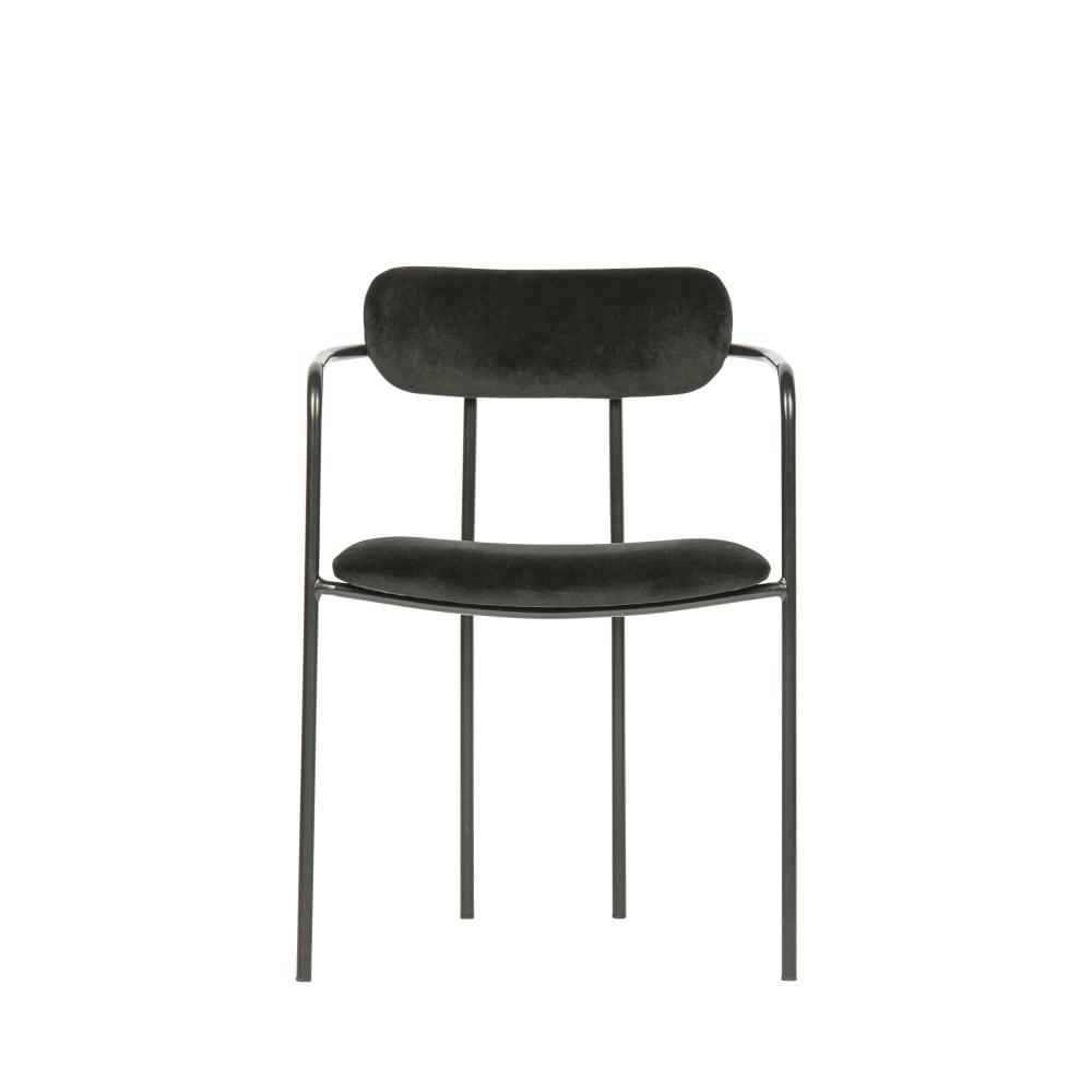 IVY - Lot de 2 chaises avec accoudoirs en velours et métal noir