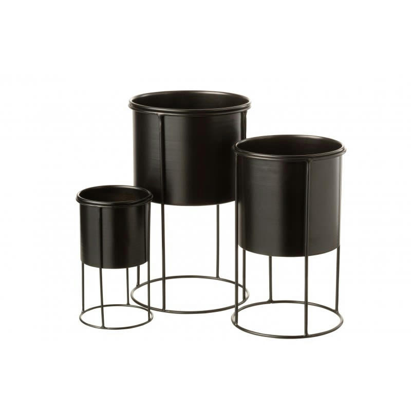 MÉTAL - Cache-pot sur pied métal noir
