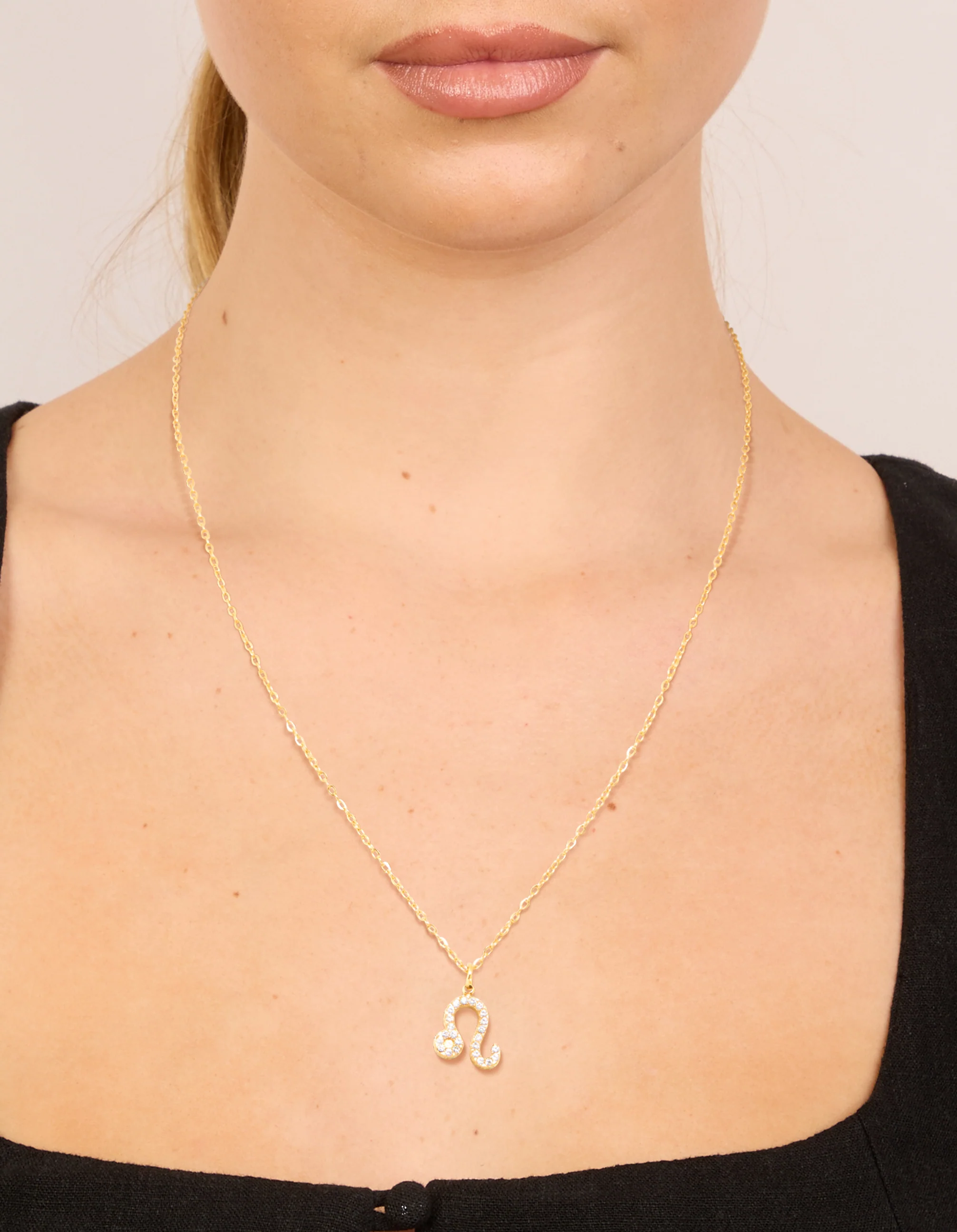 Waterproof Gold Plated Stainless Steel Cubic Zirconia Leo Zodiac Sign Necklace