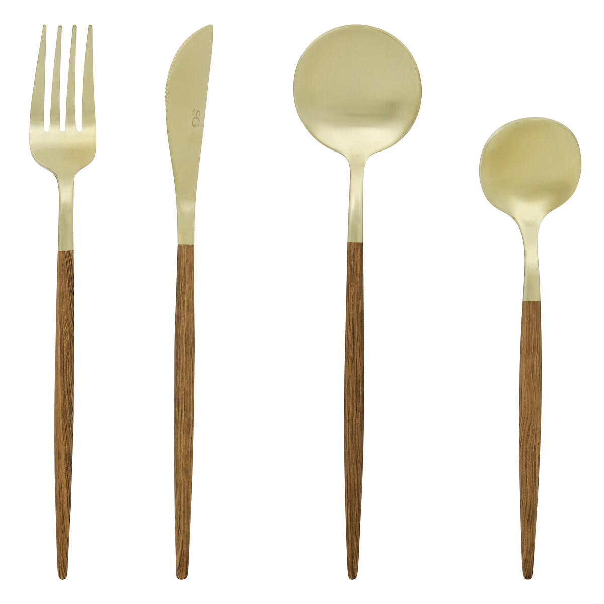 Faqueiro de 24 peças dourado e castanho