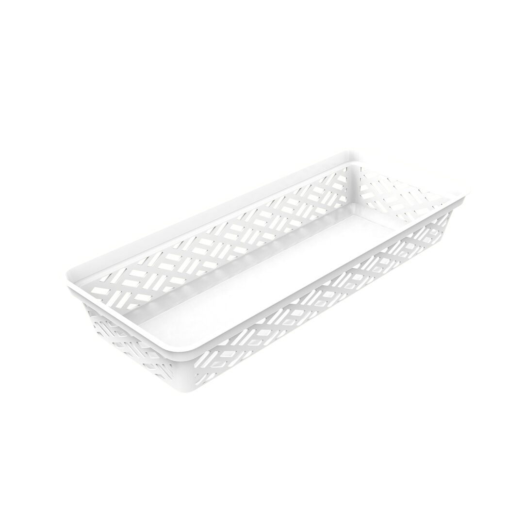 Cesto de arrumação branco baixo grande