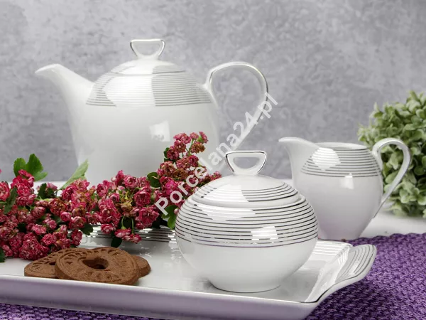 Garnitur do kawy na 12 osób (40el) Chodzież - Yvonne E520 LINEA PLATYNOWA