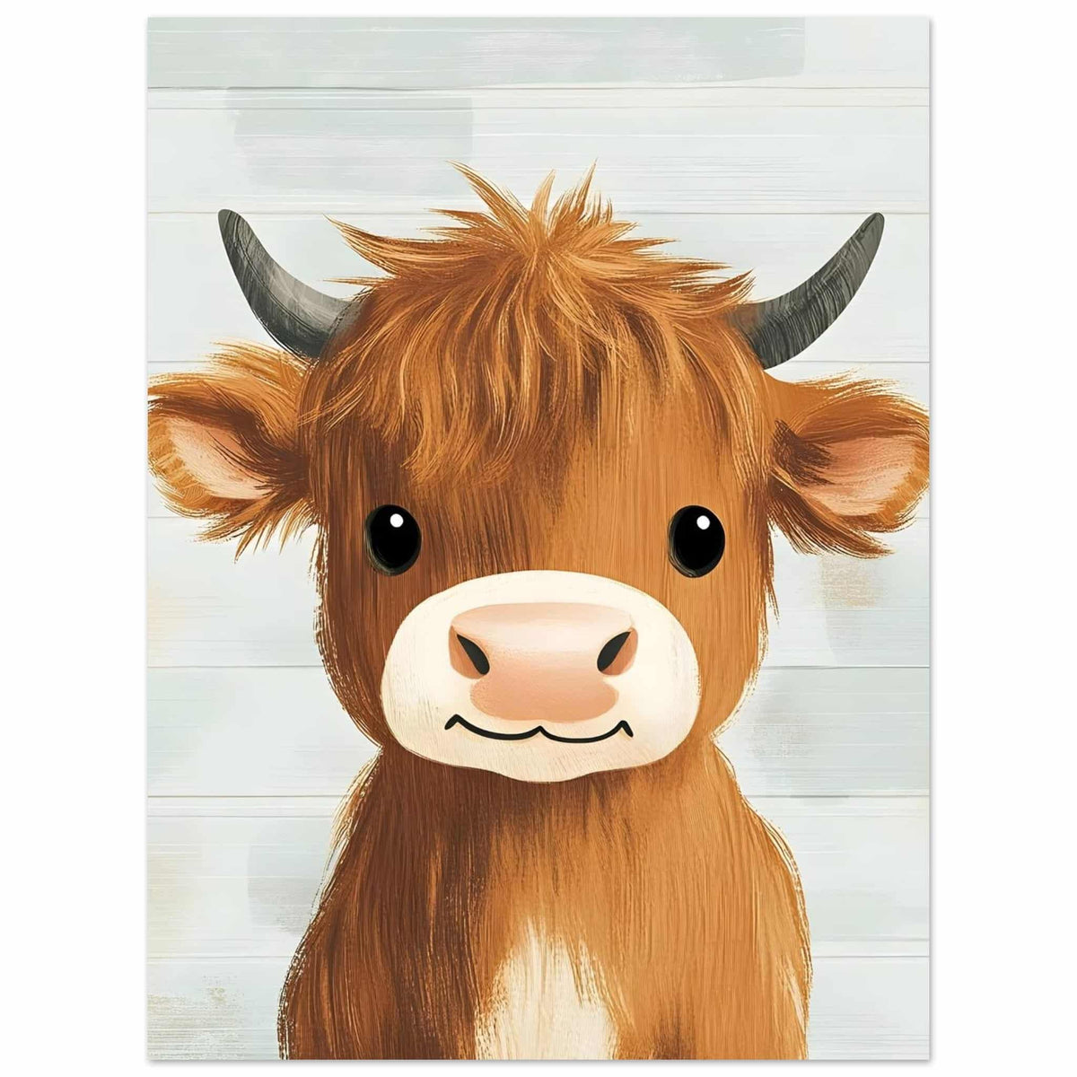 Artfulprints Poster Vriendelijke hooglander  - 30x40 cm - Bruin