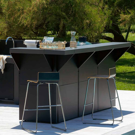 Kit comptoir bar en acier noir pour Modulo 80 cm - ENO