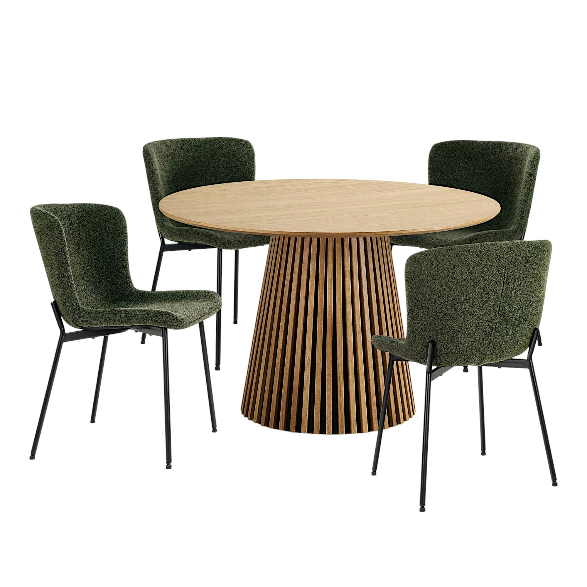 Ensemble table et chaises vertes bouclette (lot de 5 pièces) AMSTERDAM