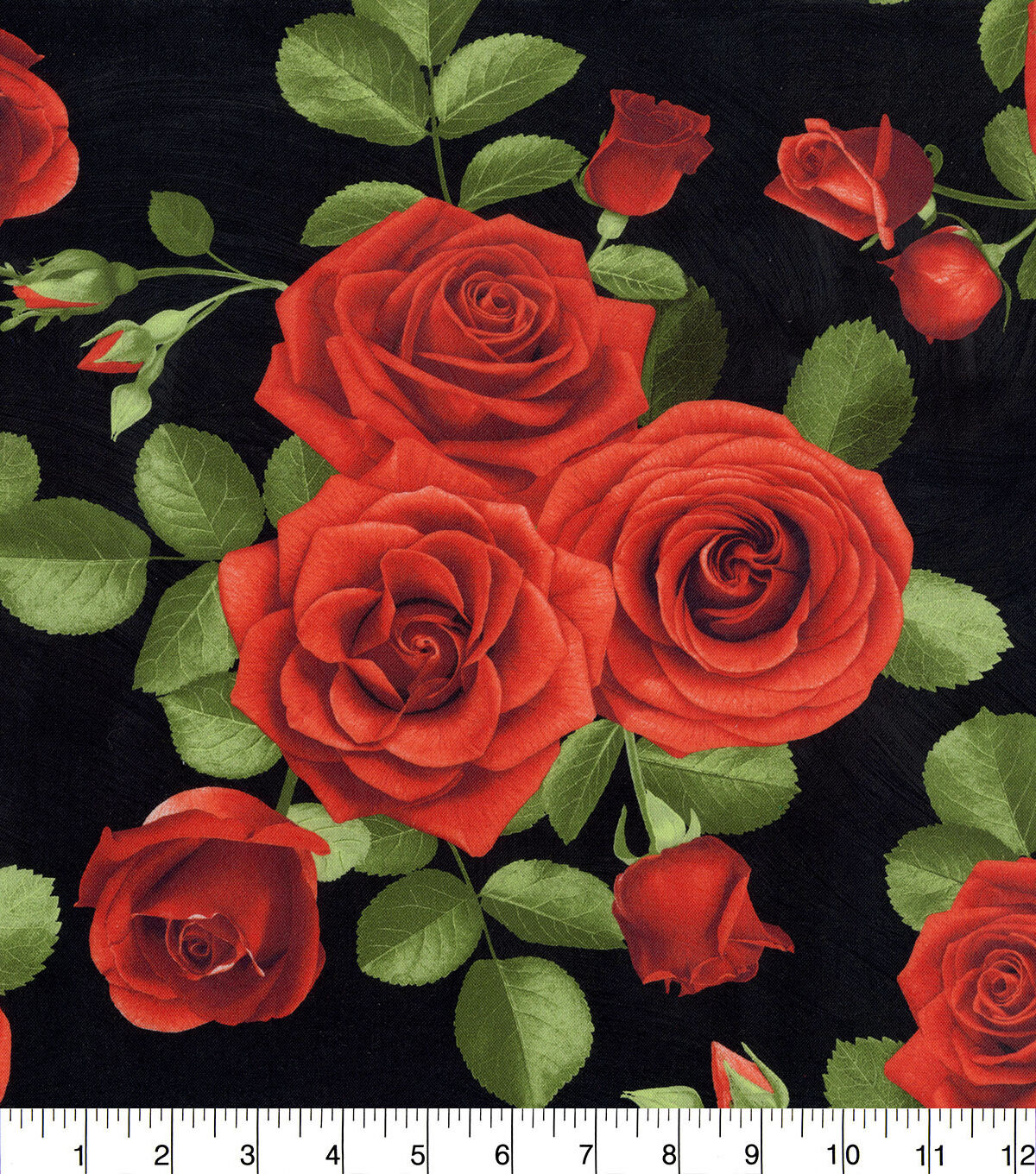 Hi Fashion Roses on Black Premium Cotton Fabric