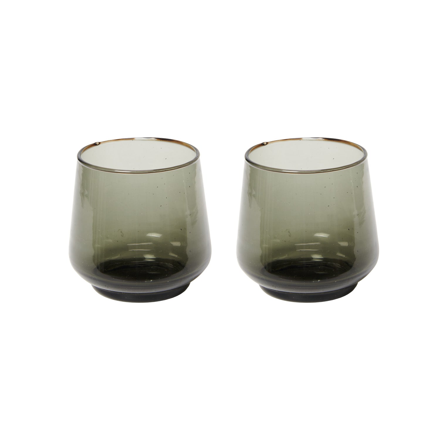 Return to Sender Glas 250 ml antraciet grijs - set van 2- stapelbaar - handgeblazen