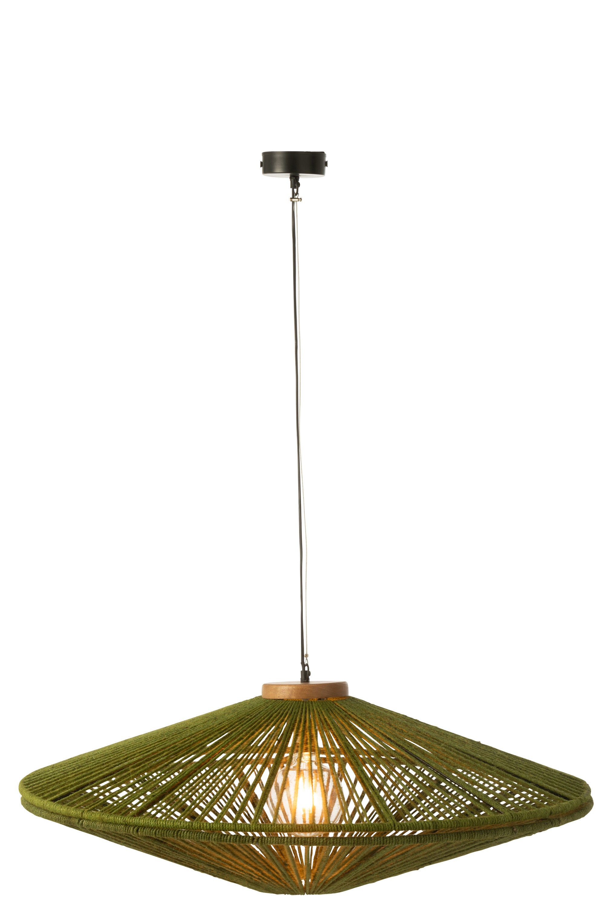 J-Line hanglamp Ovni - ijzer/jute - groen - large