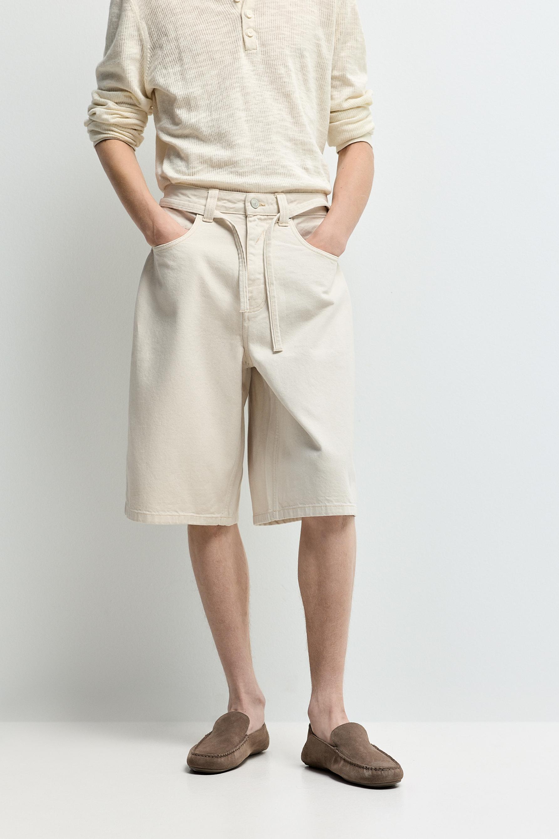 Bermuda denim baggy cordón