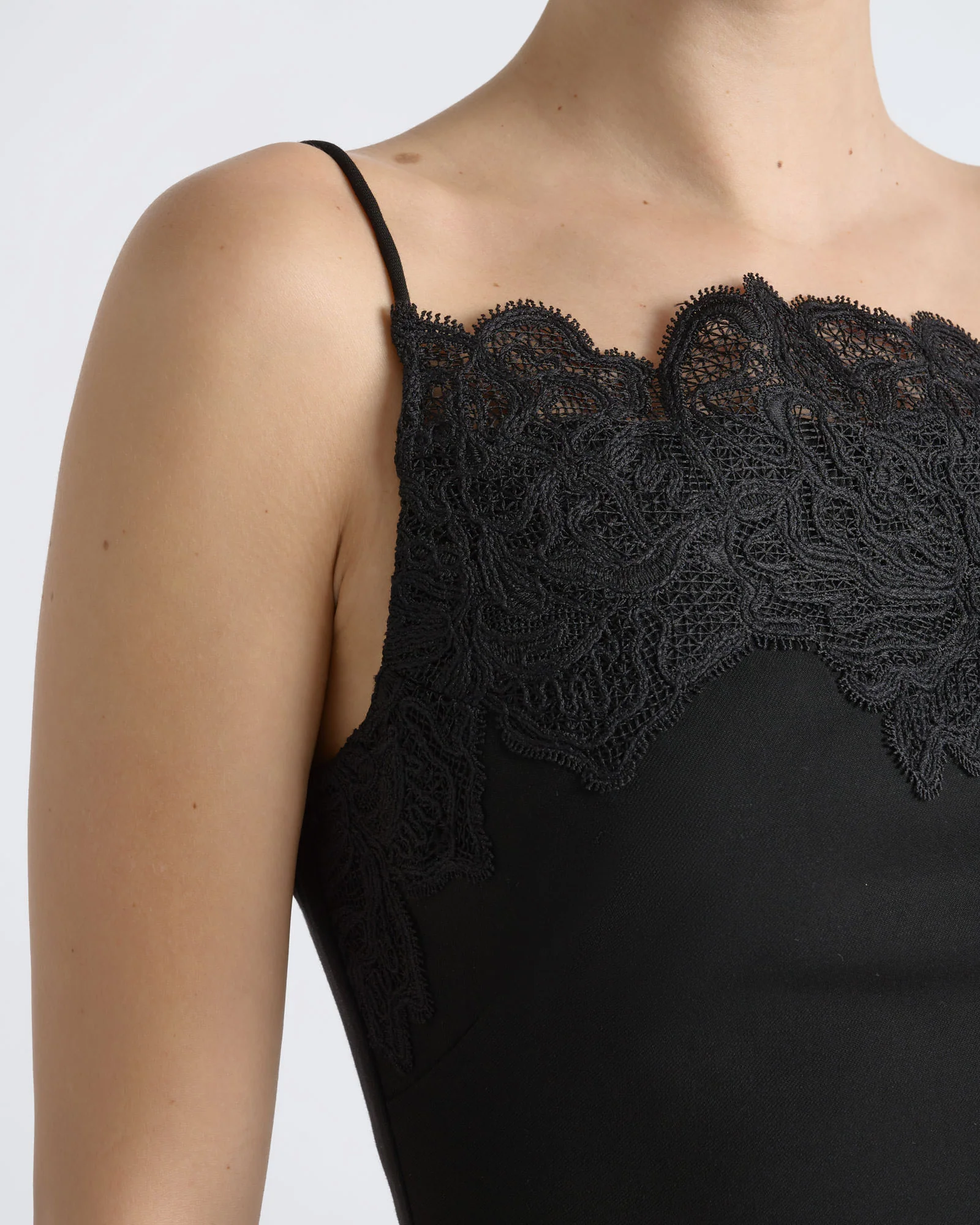 Lace Neckline Mini Dress