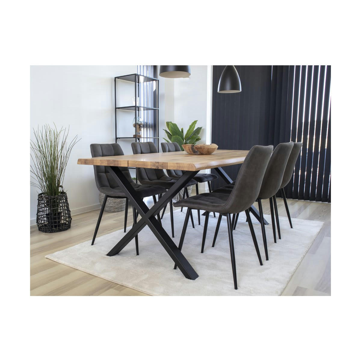 AGLO - Chaise design en tissu pieds métal gris