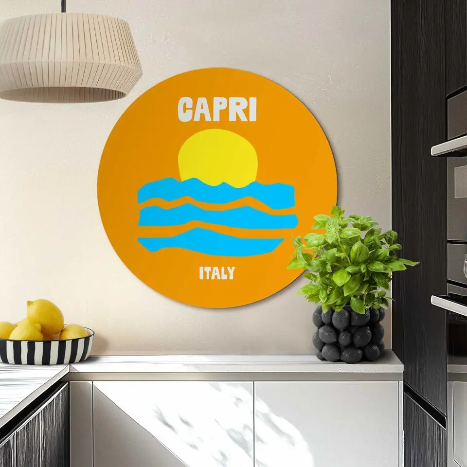 Glasschilderij Capri - &Oslash; 70 - Oranje