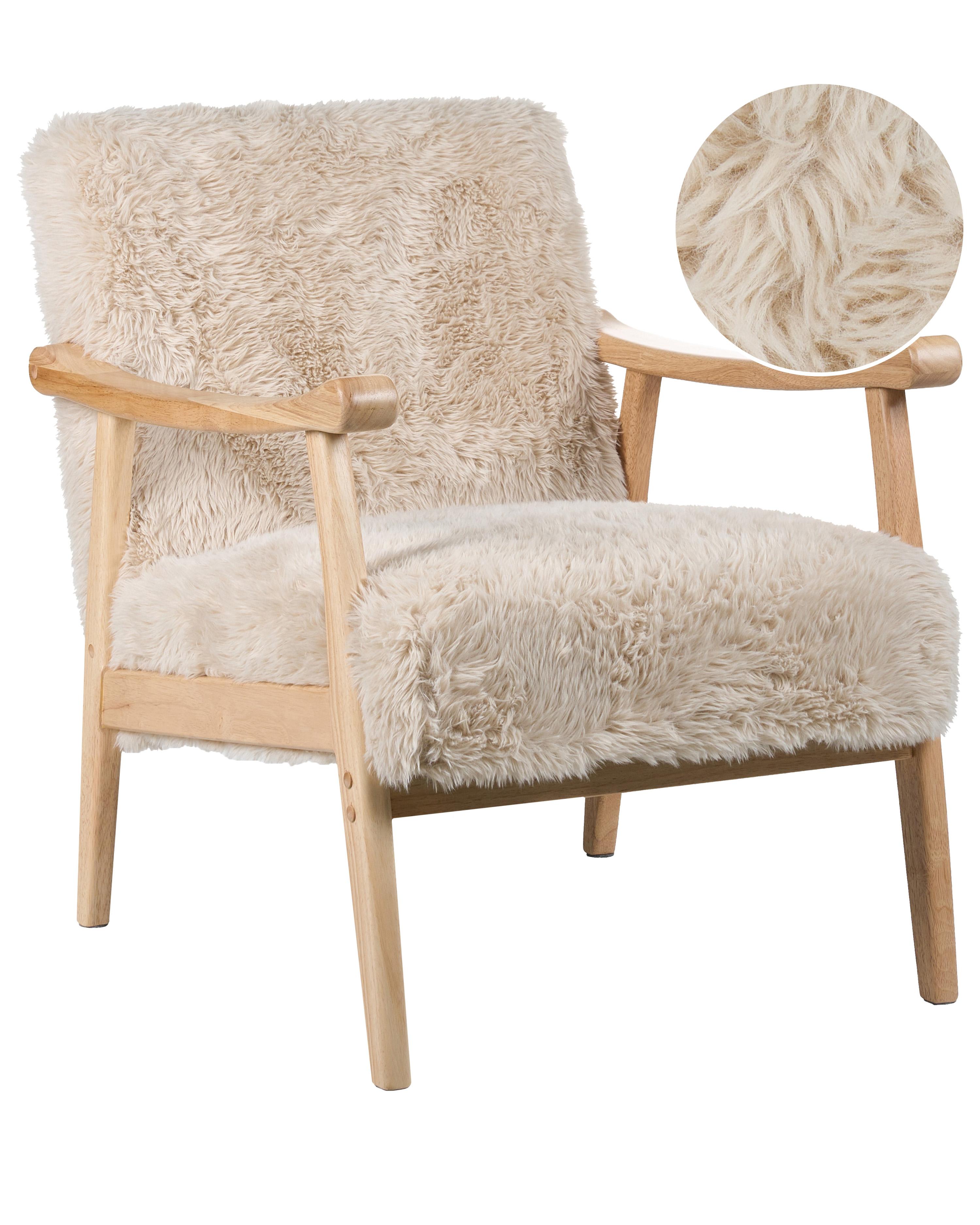 Armchair LEKNES Faux Fur Light Beige