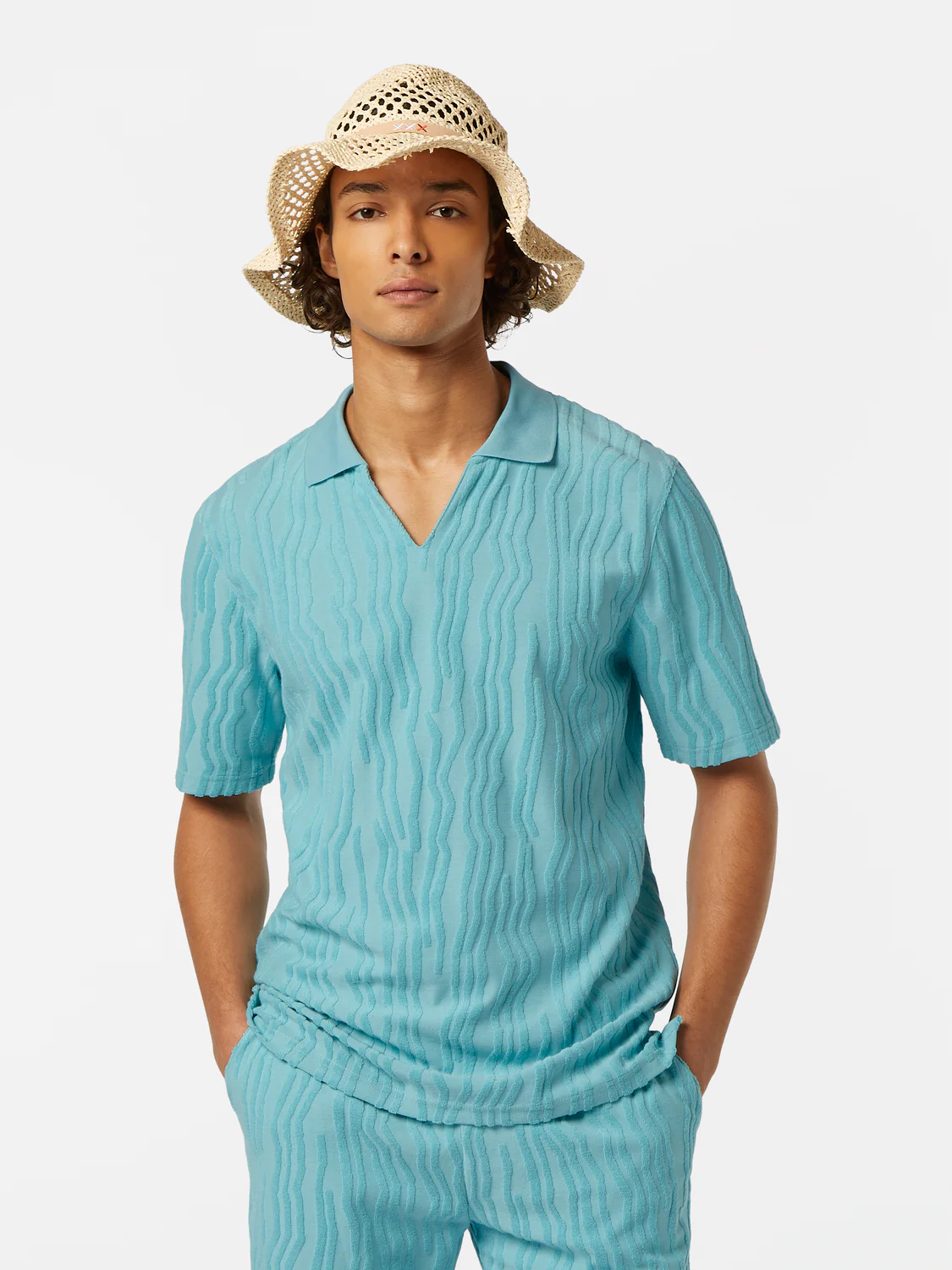 Jacquard Cotton Terrycloth Relaxed-Fit Polo