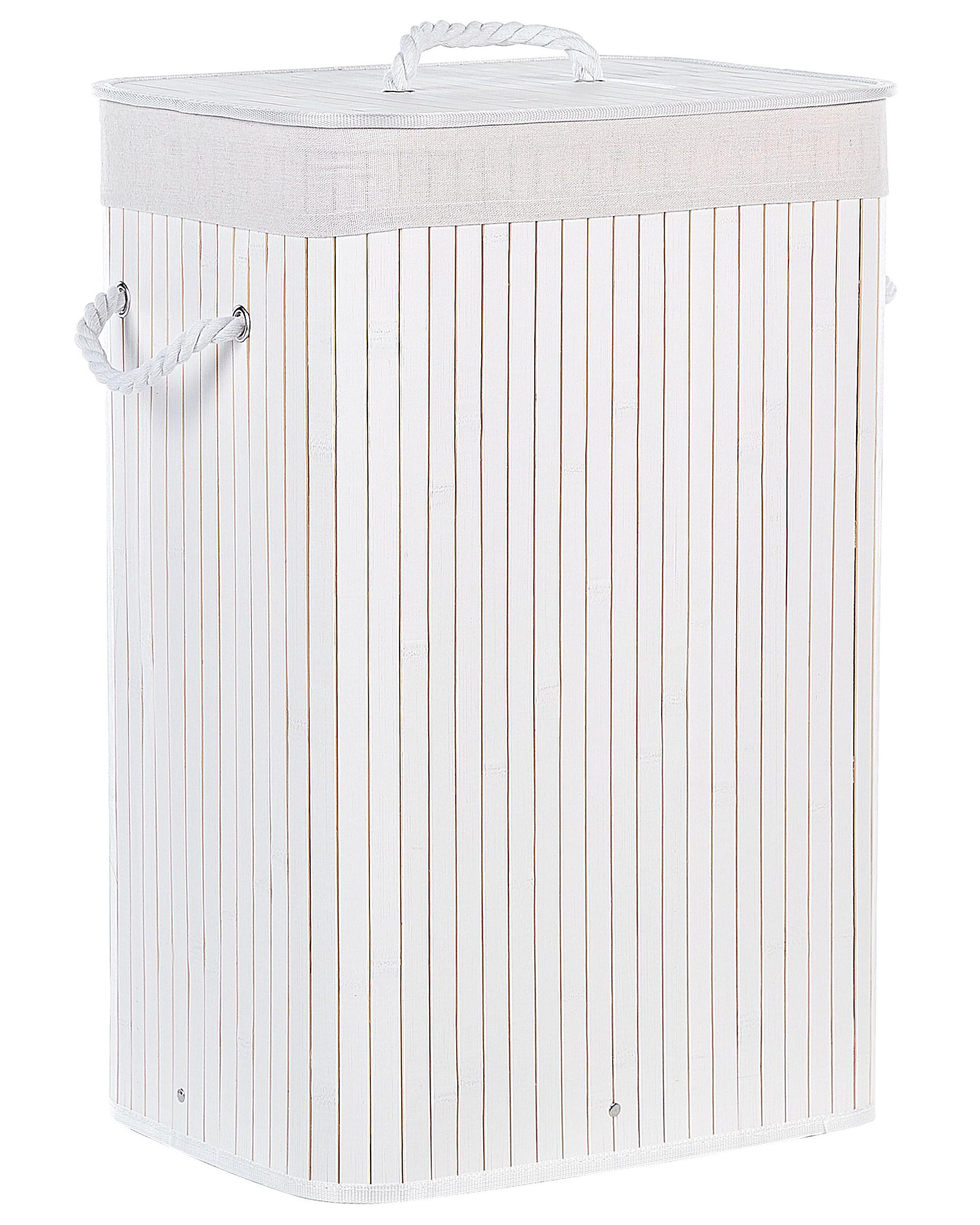 Laundry Basket KOMARI Bamboo White 72 L