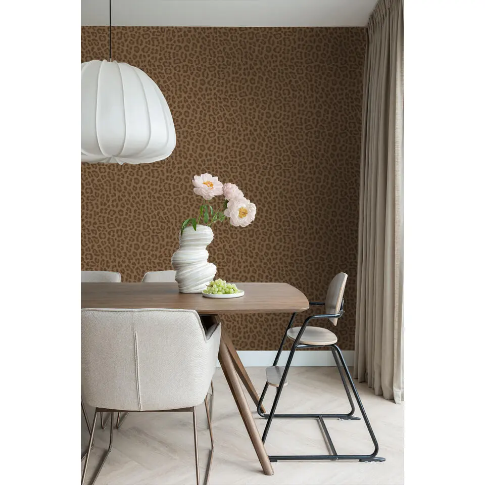 ESTAhome behang panterprint donkerbruin - 50 x 900 cm