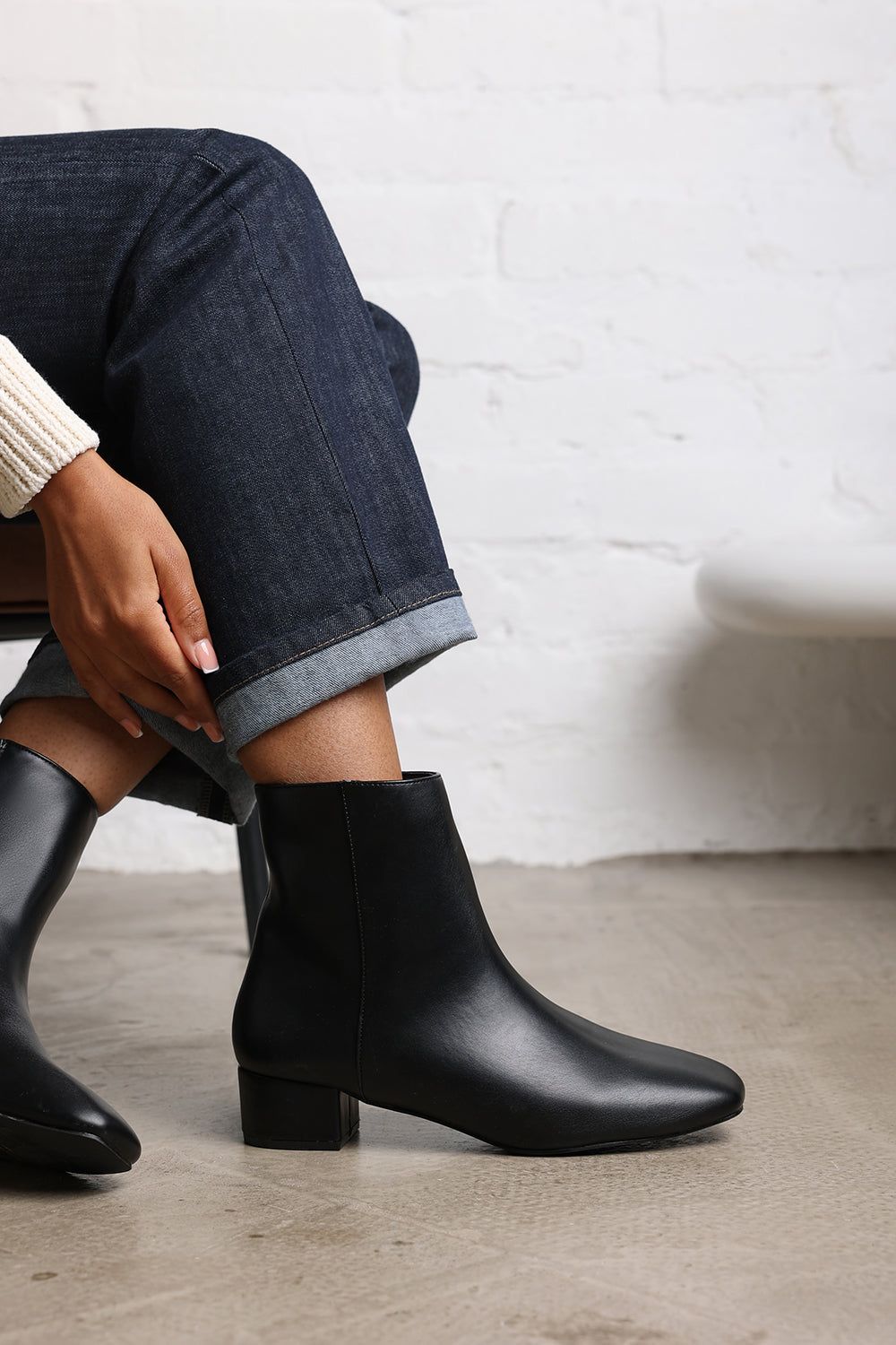 Where's That From Xanthe' Faux Suede Square Toe Ankle Boots with Low Block Heel