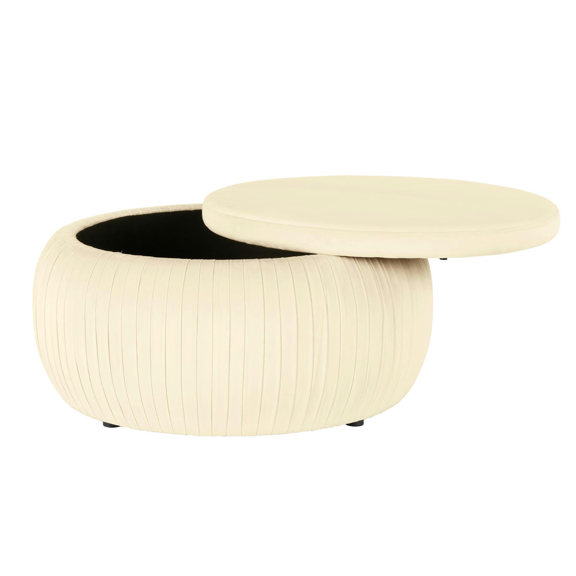 SAPPHIRE - Pouf rond avec rangement en velours rose