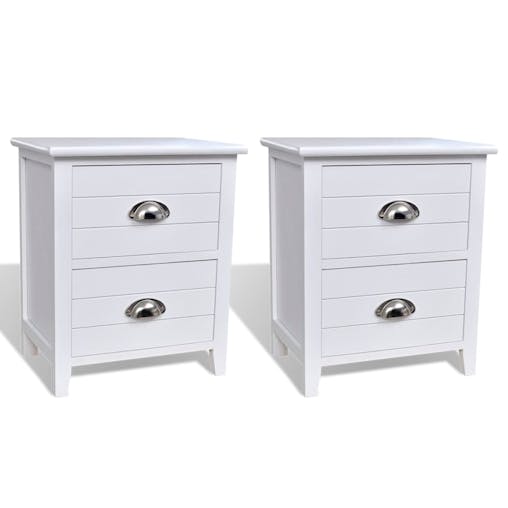 NNEVL Nightstand 2 pcs with 2 Drawers White