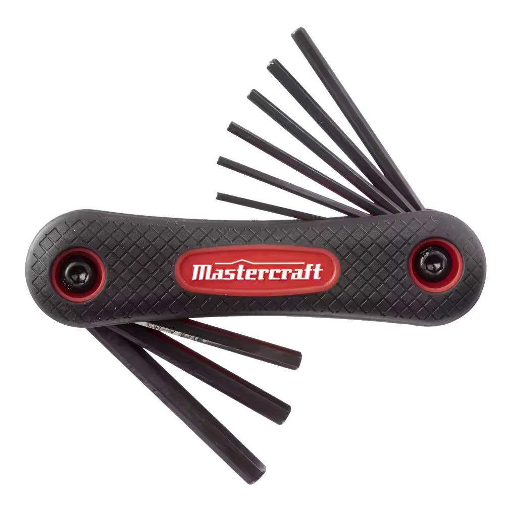 Mastercraft SAE Folding Comfort Grip Hex Key Set/Allen Wrench Set, Cr-V Steel, 9-pc