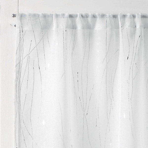 Paire droite passe tringle 2 x 70 x 200 cm voile sable applique filiane Blanc